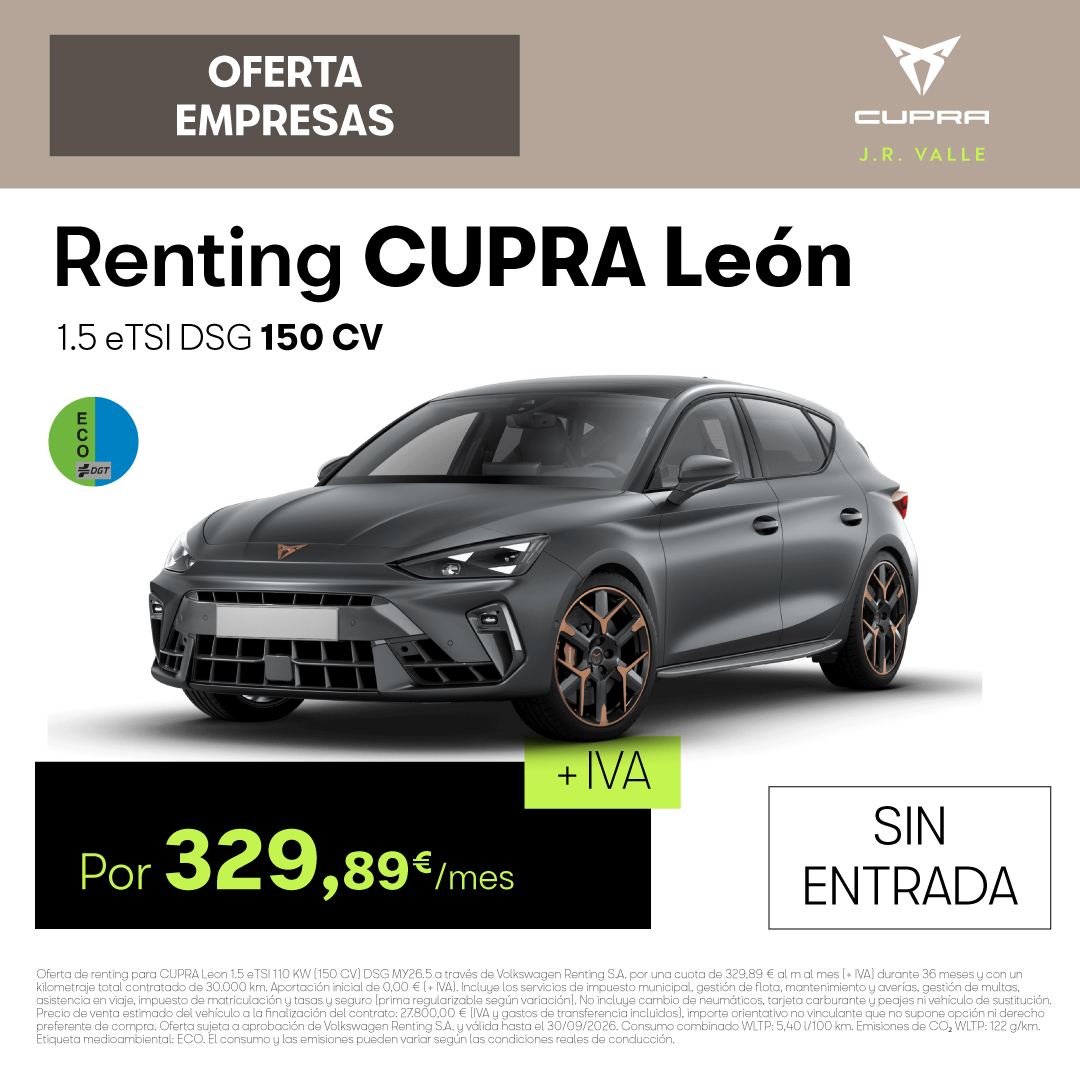 CUPRA VN Renting Leon 32989E IVA agosto 26